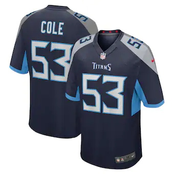 mens nike dylan cole navy tennessee titans game player jers